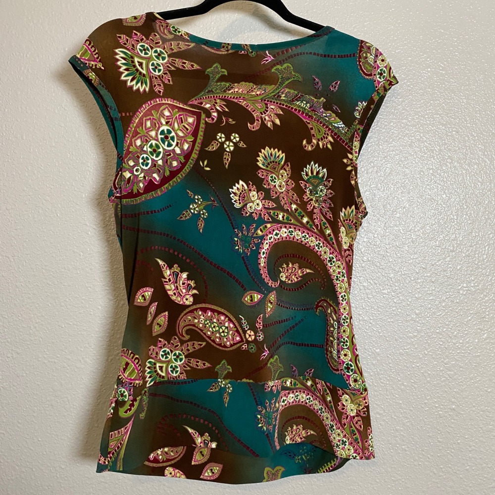 Vintage Y2K Fairycore Fairy Grunge Buckle Boho Hippie Paisley Earthy Top M - Picture 4 of 5